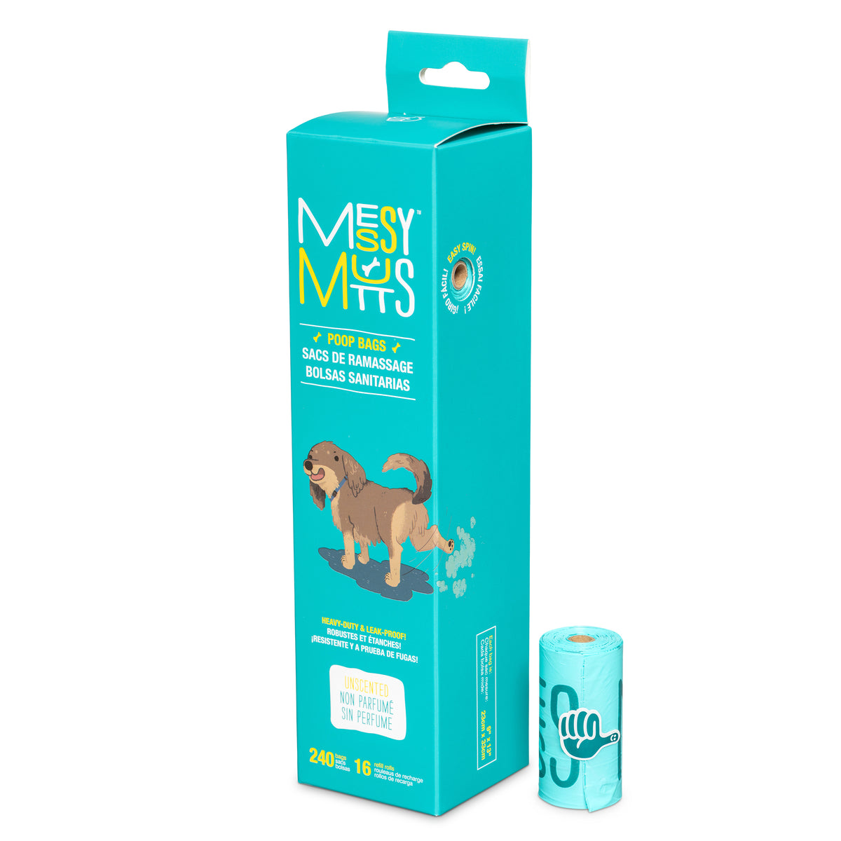 Messy Mutts Advanced Biorecycle Poop Bag, 16 Refill Rolls, 240 Count