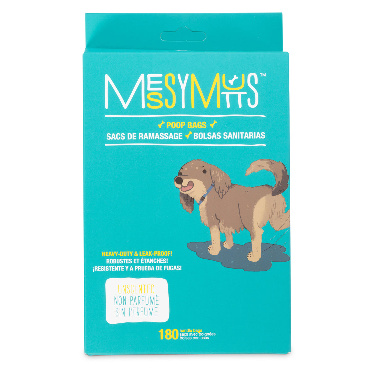 Messy Mutts Advanced Biorecycle Poop Bag, Tie Up Handle Bags, 180 Count