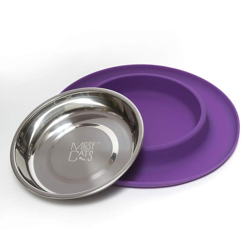 Messy Cats Single Silicone Feeder Purple Medium