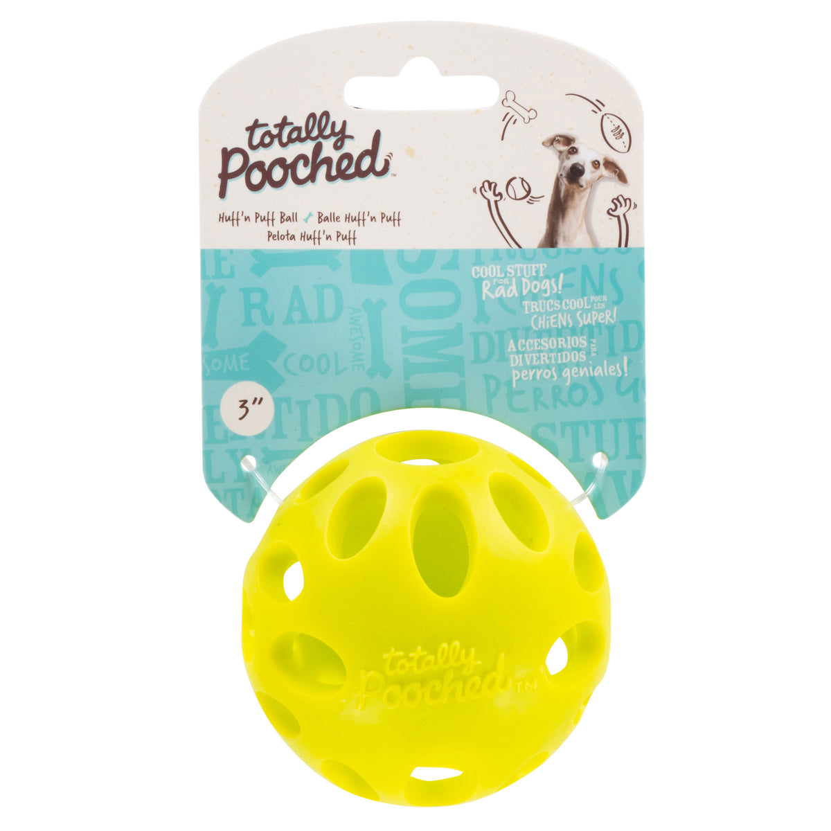 Totally Pooched Huff 'n Puff Ball, Large, 3.1", Green