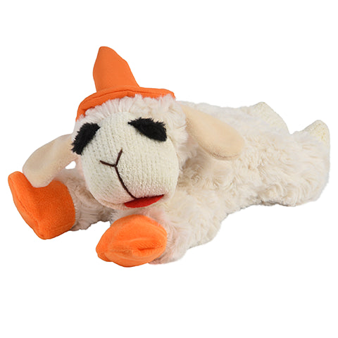 Multipet Halloween Lamb Chop Witch Hat Orange Dog Toy 10.5"