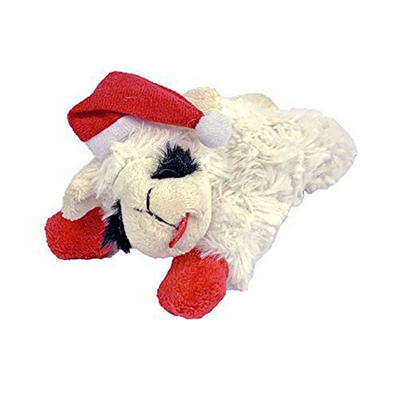 Multipet Holiday Lamb Chop w/ Santa Hat Dog Toy 6.5"