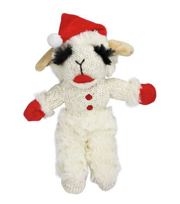 Multipet Lamb Chop Standing w/ Santa Hat Dog Toy 8"