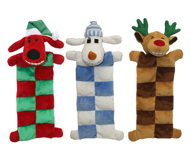 Multipet Loofa Christmas Squeaker Mat Dog Toy Assorted 12"