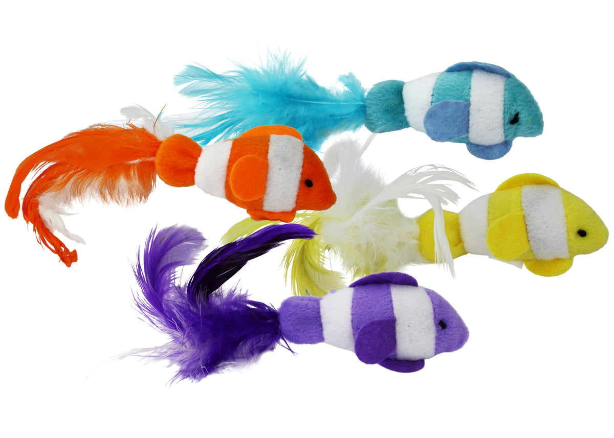 Multipet Clown Fish Cat Toy Assorted Colors 2pk 6"