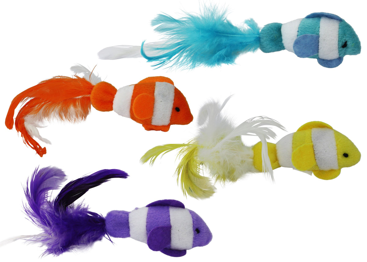 Multipet Clown Fish Cat Toy Assorted Colors 2pk 6"