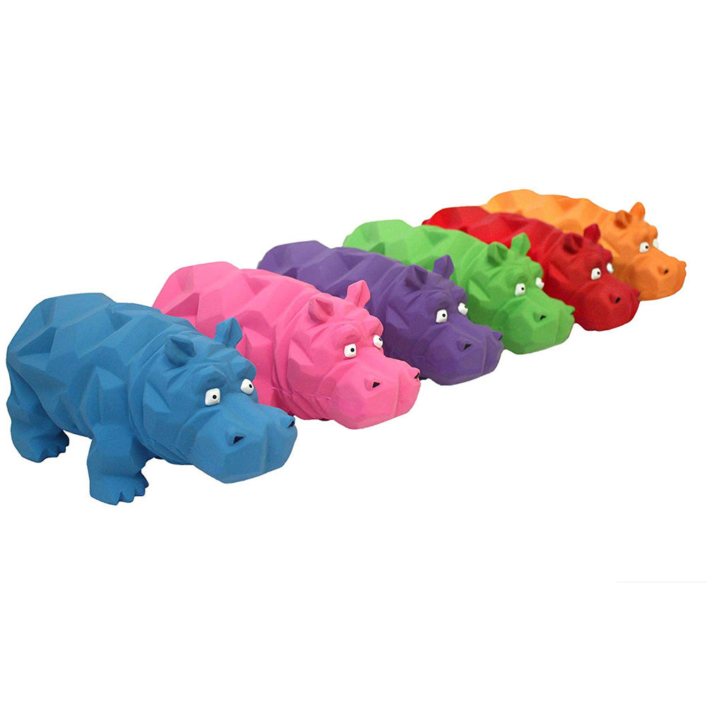Multipet Mini Latex Origami Hippo Dog Chew Toy Assorted Colors 4"