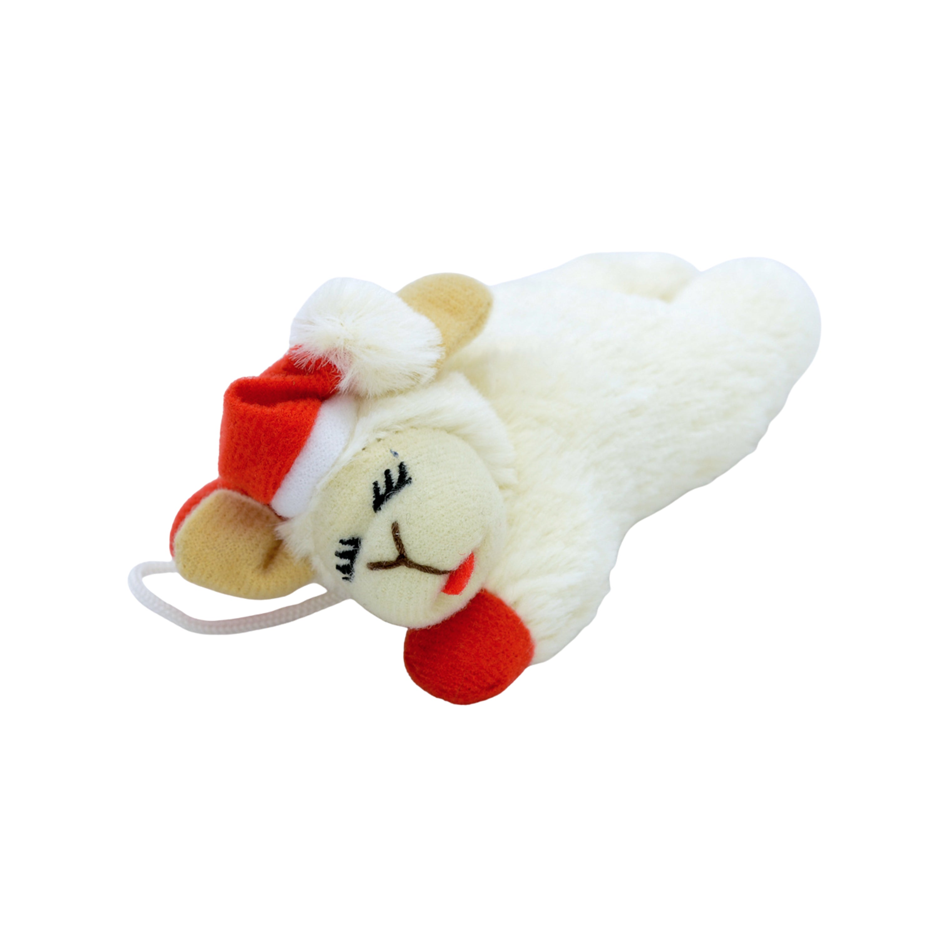 Multipet Holiday Lamb Chop w/ Santa Hat Cat Toy 4"