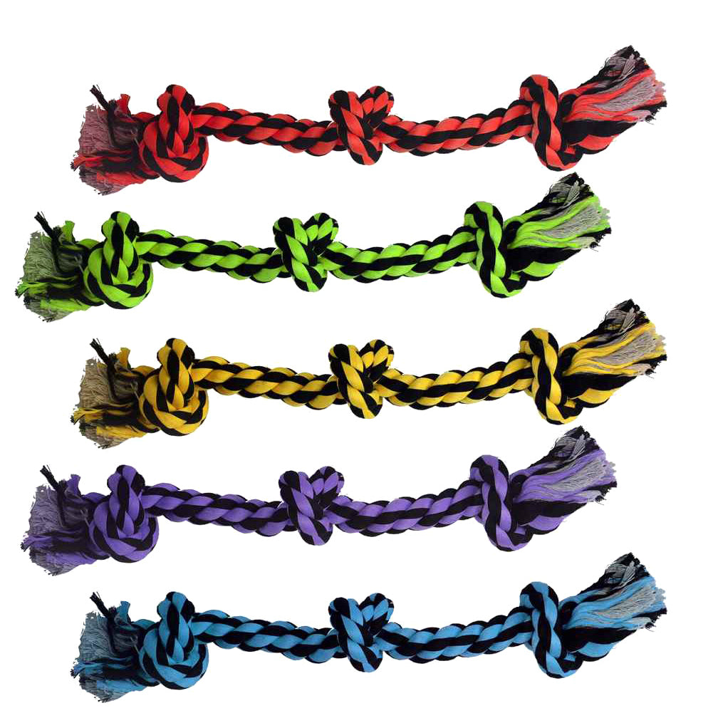 Multipet Nuts for Knots 3-Knot Rope Dog Toy Assorted Colors 15"