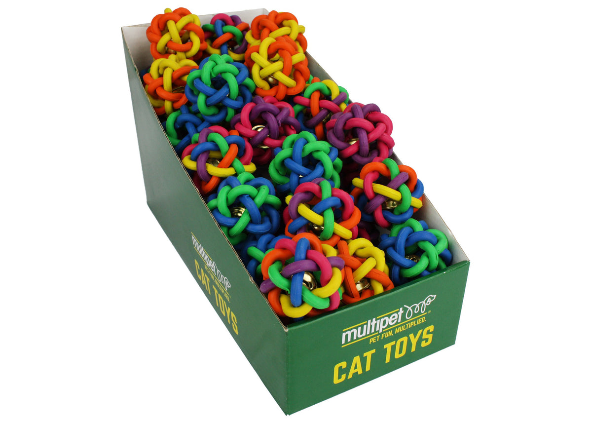 Multipet Nobbly Wobbly™ for Cats with Bell Toys Assorted Colors 1.75" 30pc