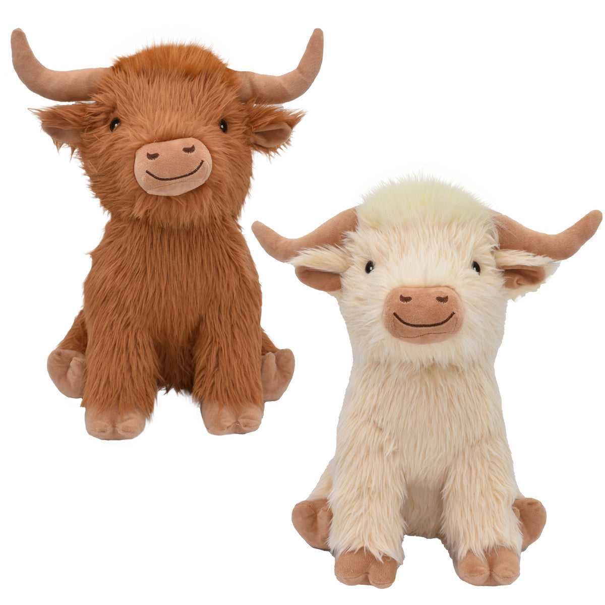 Multipet Highland Cow Shaggy Plush Dog Toy Brown/Cream