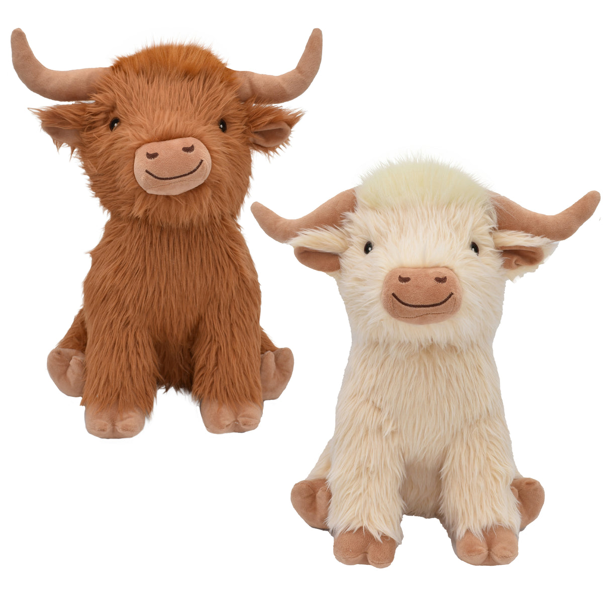 Multipet Highland Cow Shaggy Plush Dog Toy Brown/Cream