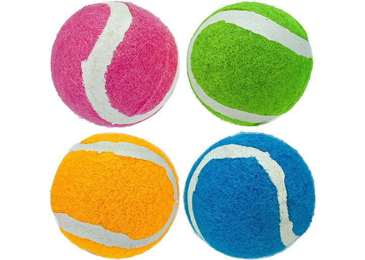 Multipet Minipet Squeaky Tennis Balls Dog Toy Assorted Colors 4pk 2.5"