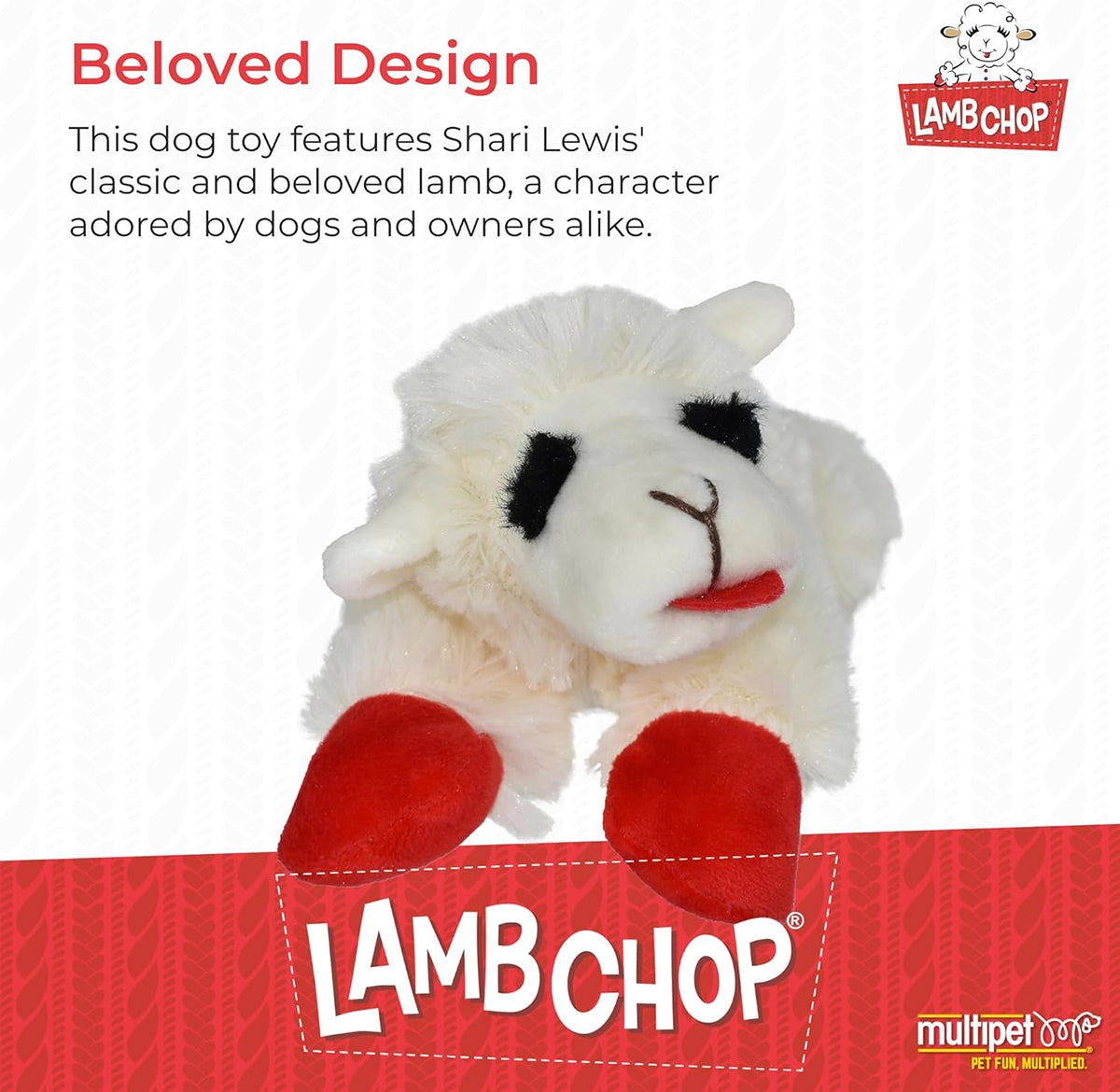 Multipet Lamb Chop Plush Dog Toy 6"