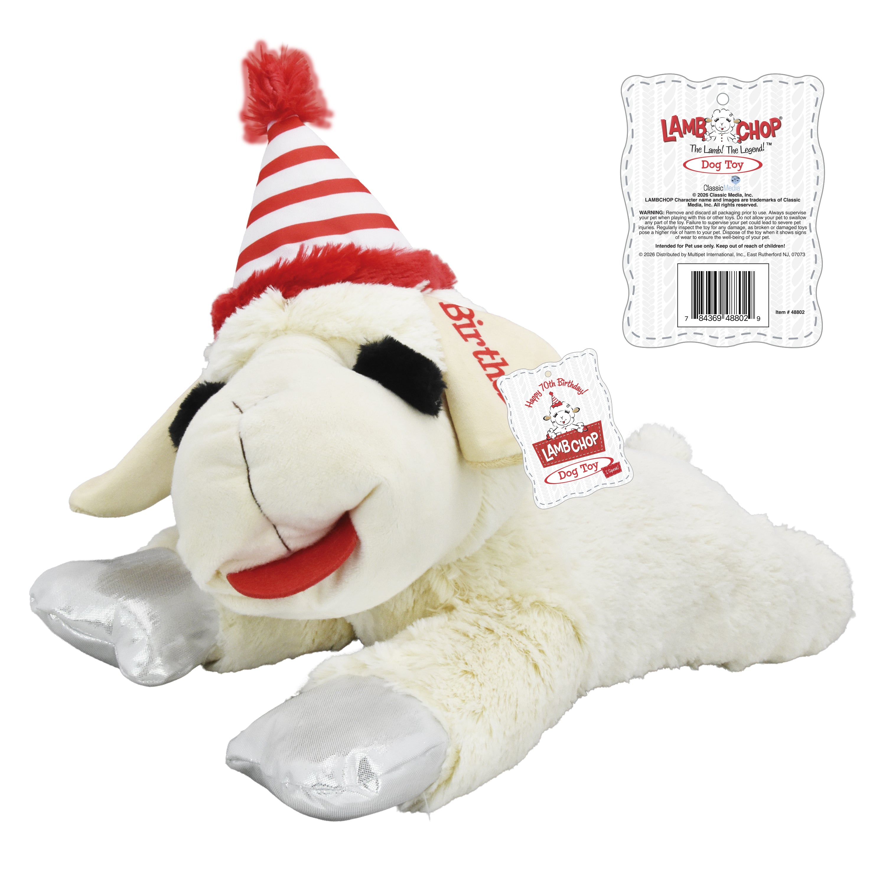 Multipet Lambchop Birthday 70th Plush Dog Toy 24"