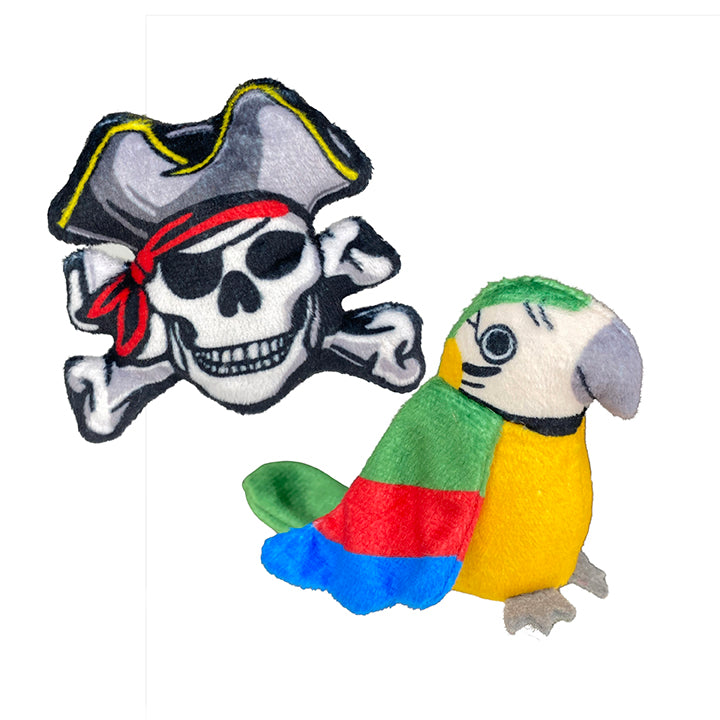 Multipet Margaritaville® Pirate Skull and Parrot Cat Toy 5" 2pk