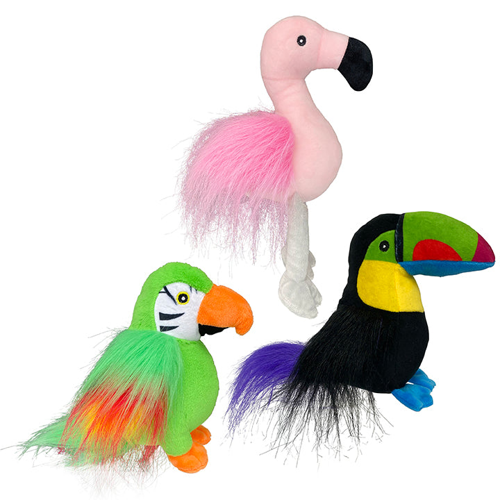 Multipet Margaritaville® Tropical Birds Plush Dog Toy Assorted 10.5"