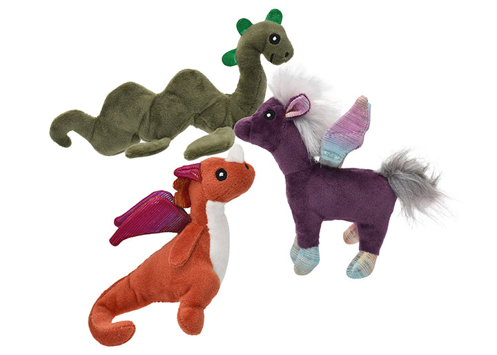 Multipet Mythical Creatures Plush Dog Toy Assorted Animals Mini 5"