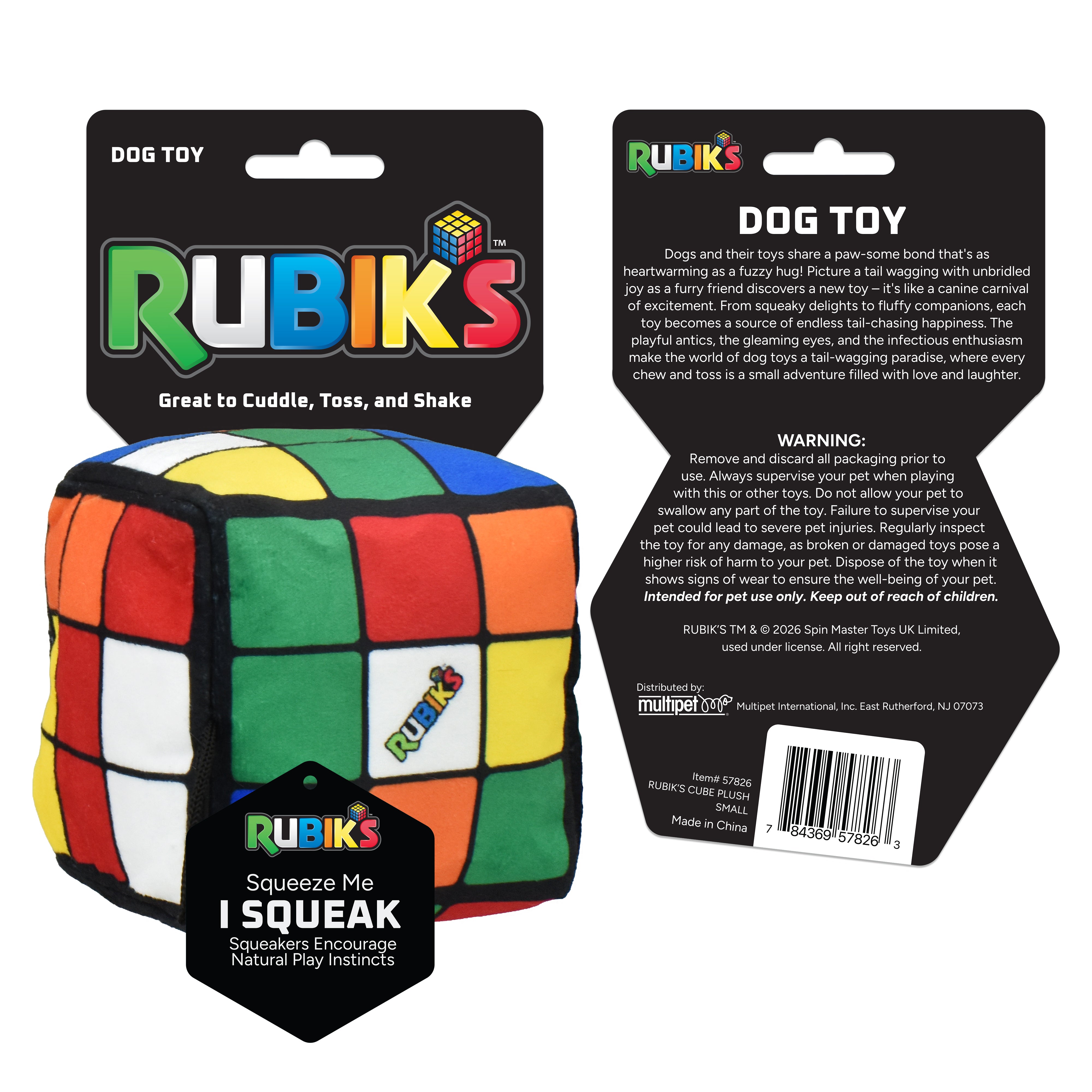 Multipet Rubik's Cube Plush Dog Toy 4"