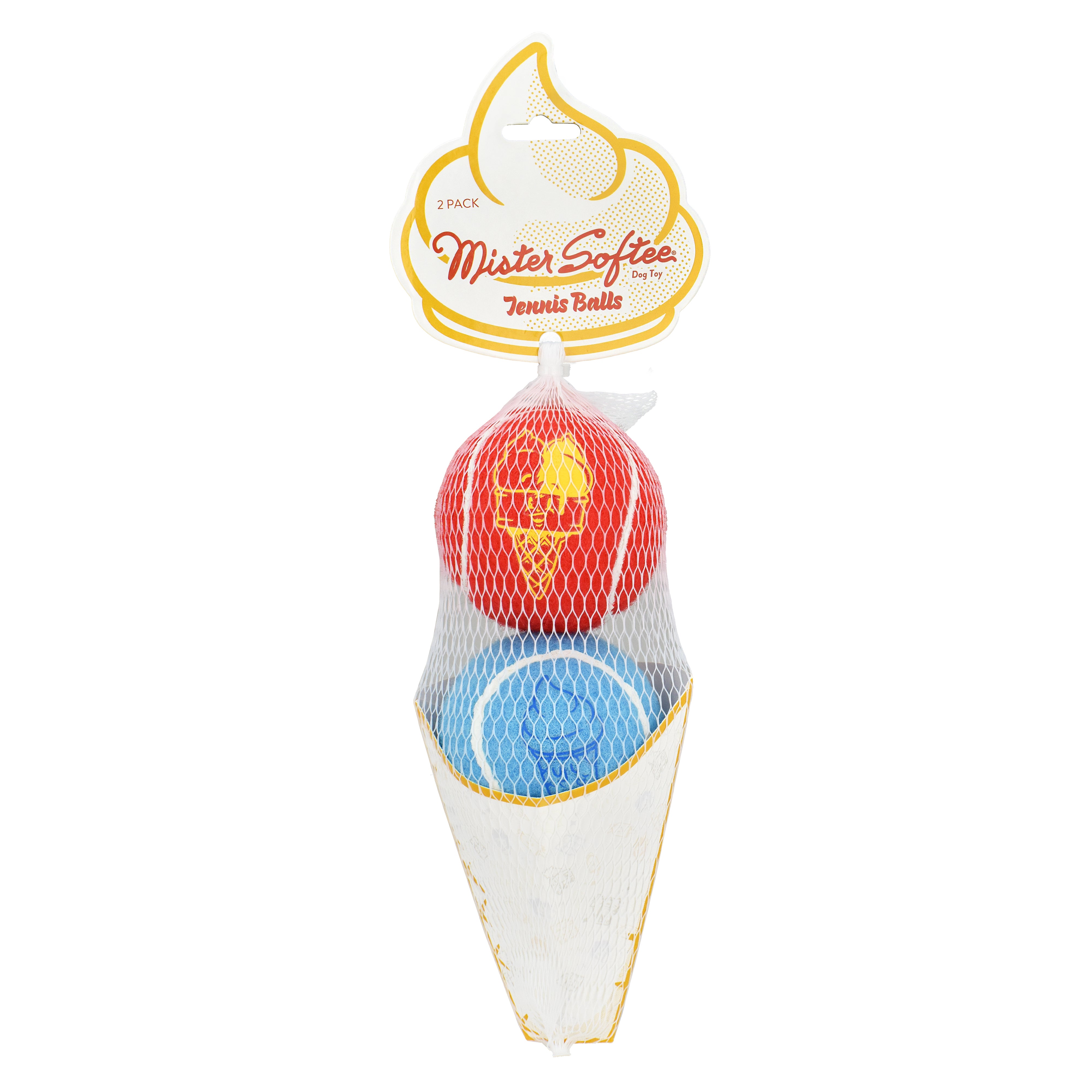 Multipet Mister Softee Tennis Ball with Cone Dog Toy 2pk