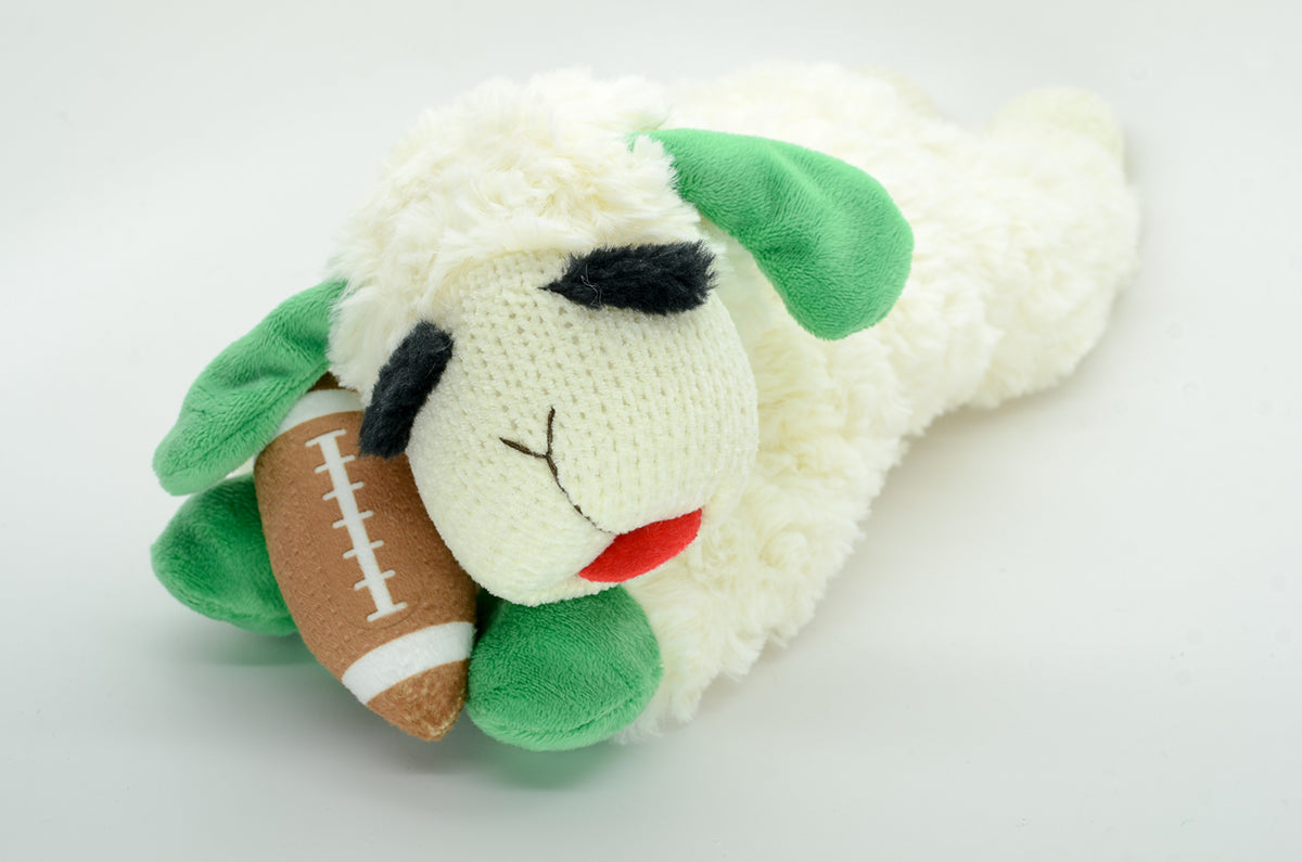 Multipet Tailgate Lamb Chop w/ Football Dog Toy 10.5"