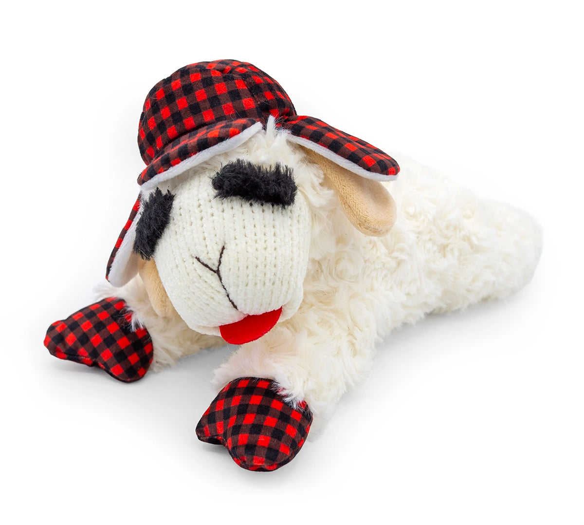 Multipet Lamb Chop w/ Buffalo Plaid Trapper Hat 10.5"