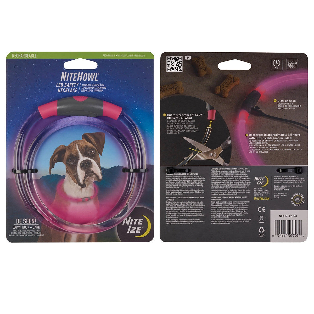 Nite Ize NiteHowl® Rechargeable LED Safety Necklace - Tie Dye Pink