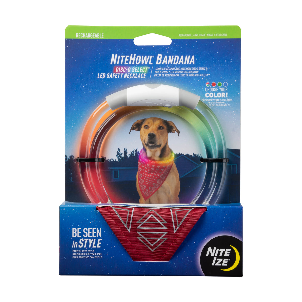 Nite Ize NiteHowl® Bandana Rechargeable LED Safety Necklace - Disc-O Select™ - Red