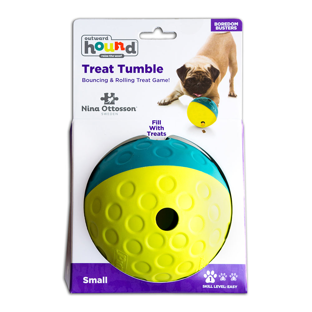 Nina Ottosson Treat Tumble Interactive Treat Dog Puzzle Toy Blue/Green Small Level 1