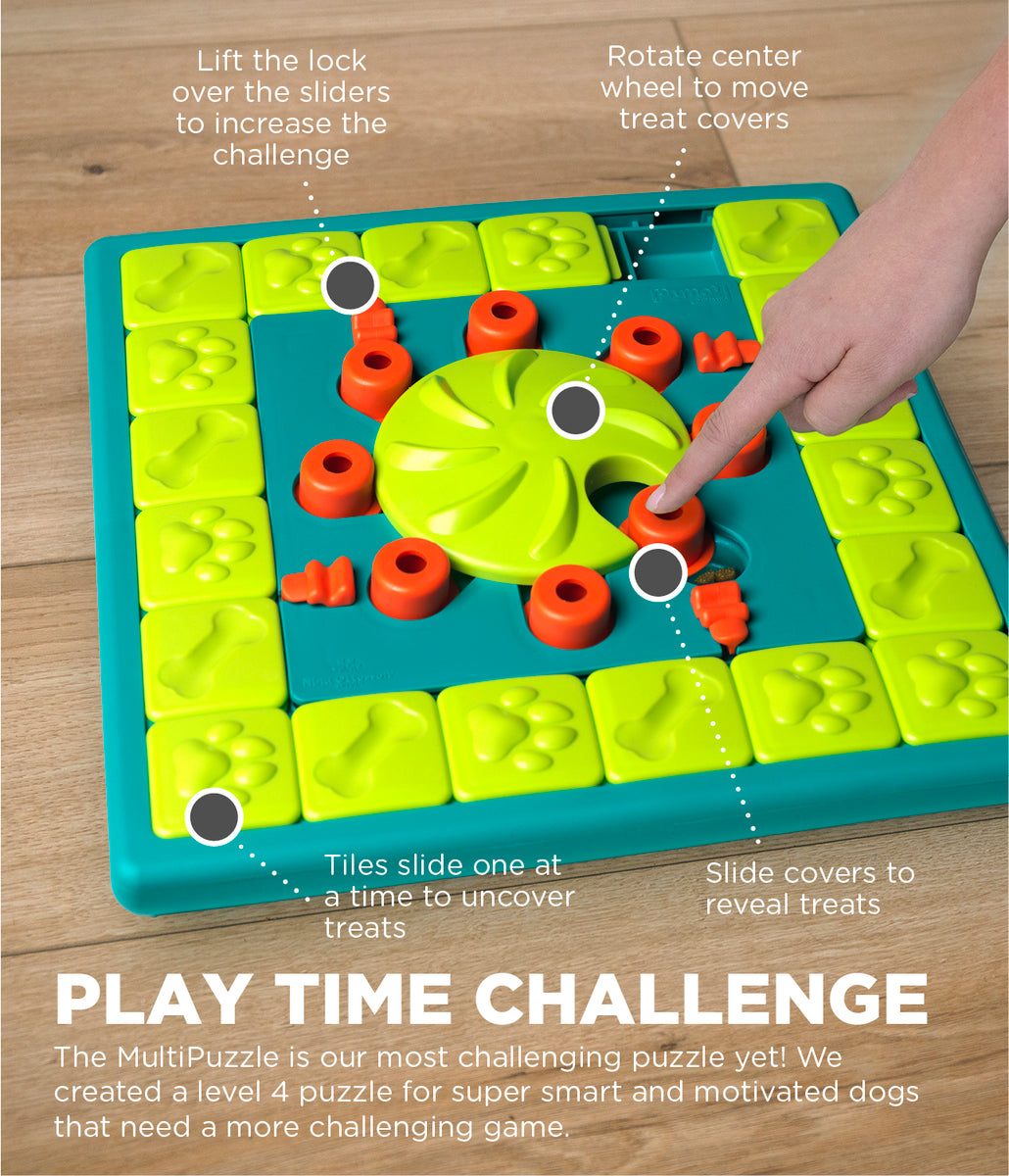 Nina Ottosson MultiPuzzle Interactive Treat Dog Puzzle Toy Blue Level 4