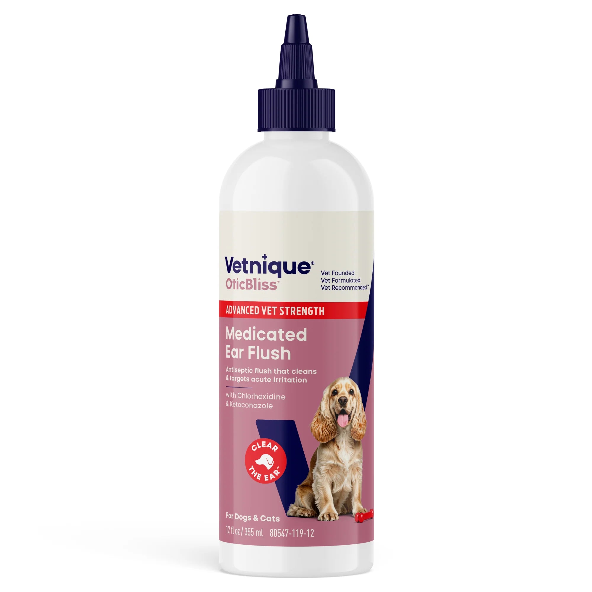Oticbliss™ Advanced Vet Strength Medicated Anti-Bacterial & Anti-Fungal Ear Flush, 12 fl oz
