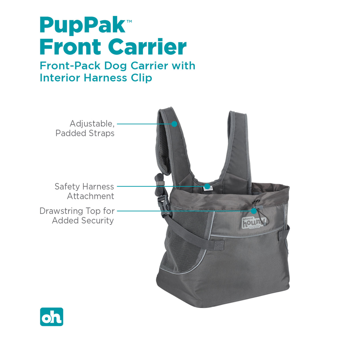 Outward Hound PupPak Dog Front Carrier Small Grey