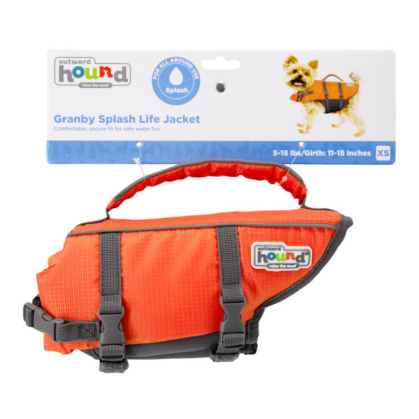 Outward Hound Granby Splash Dog Life Jacket Orange XS