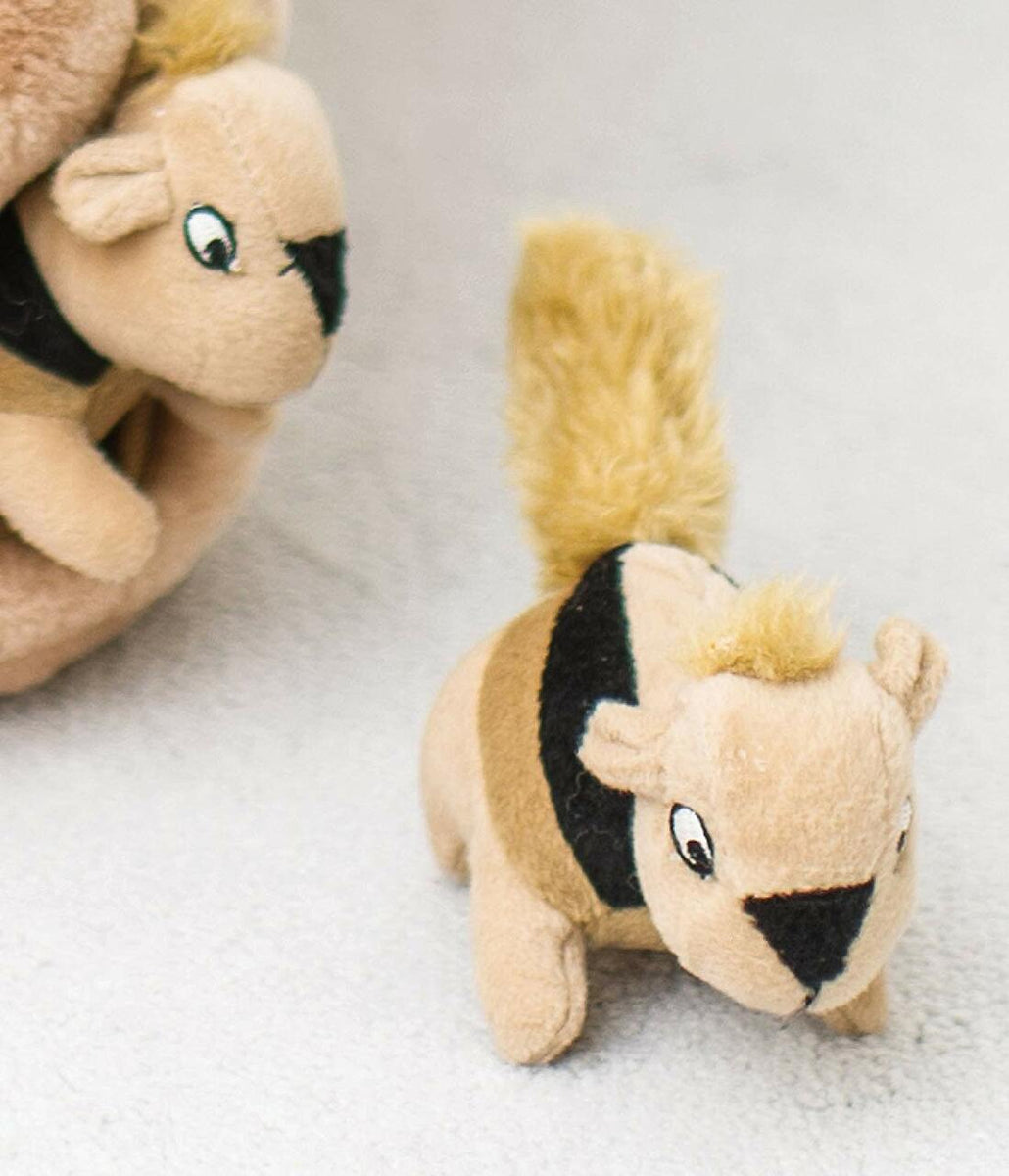 Outward Hound Squeakin' Squirrels Plush Dog Toy Brown 3pc
