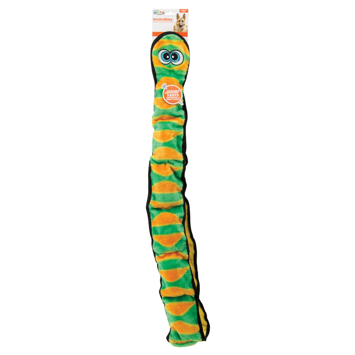 Outward Hound Invincibles Snake Durable Plush Dog Toy Green XXL