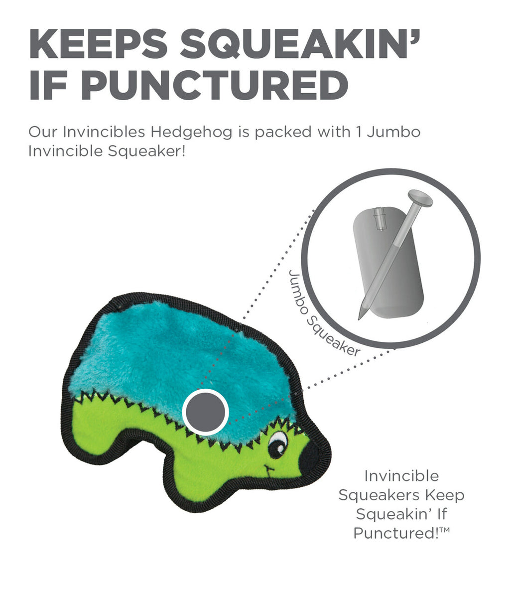 Outward Hound Invincibles Hedgehog Durable Plush Dog Toy Turquoise XS