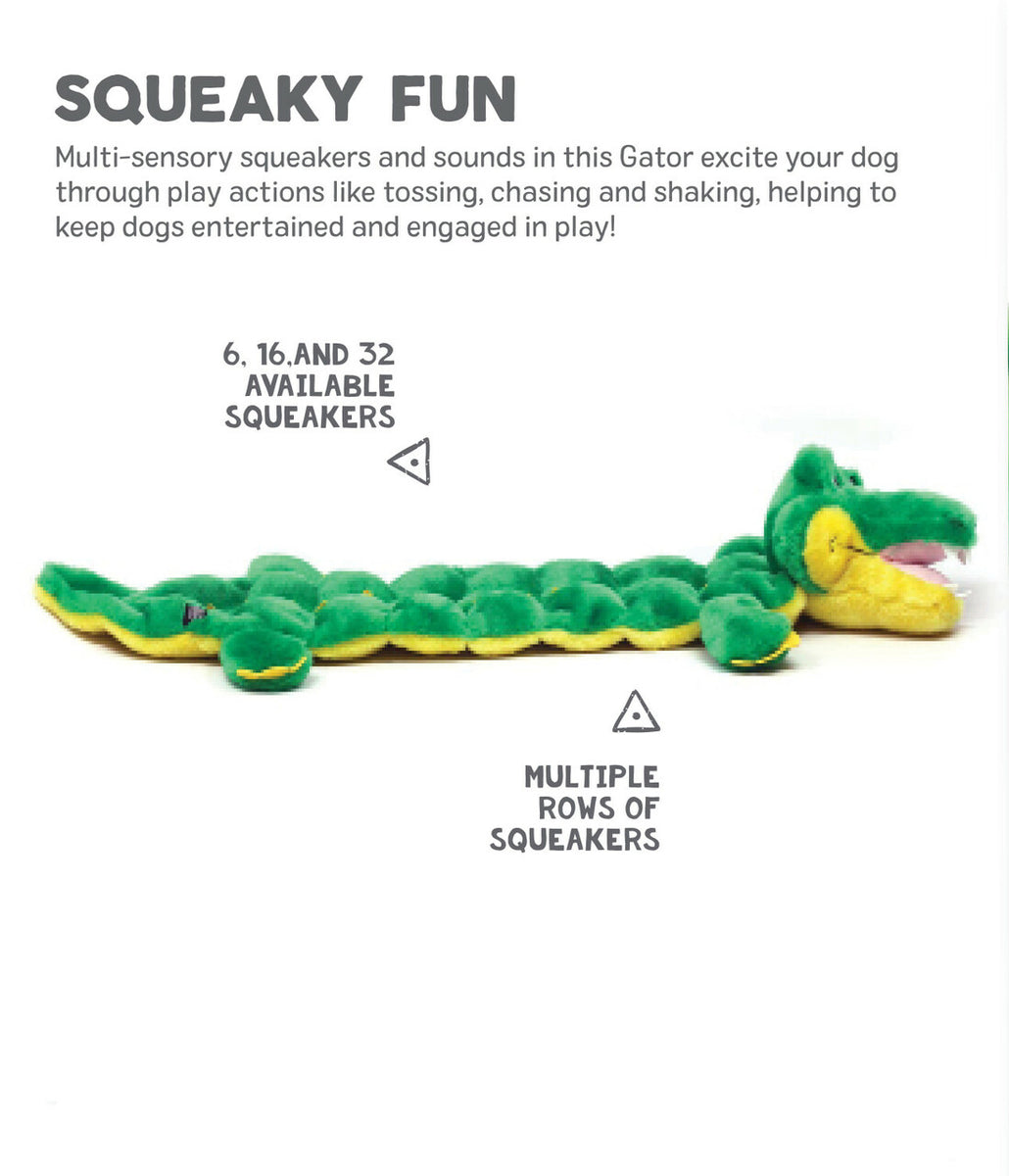 Outward Hound Squeaker Matz Gator Plush Dog Toy Green XXL