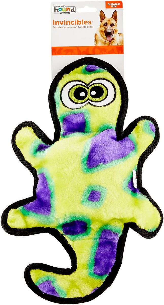 Outward Hound Invincibles Gecko Durable Plush Dog Toy Green Medium