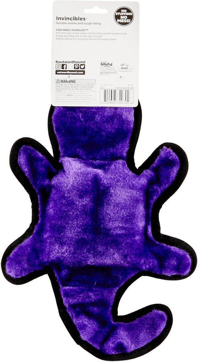 Outward Hound Invincibles Gecko Durable Plush Dog Toy Green Medium