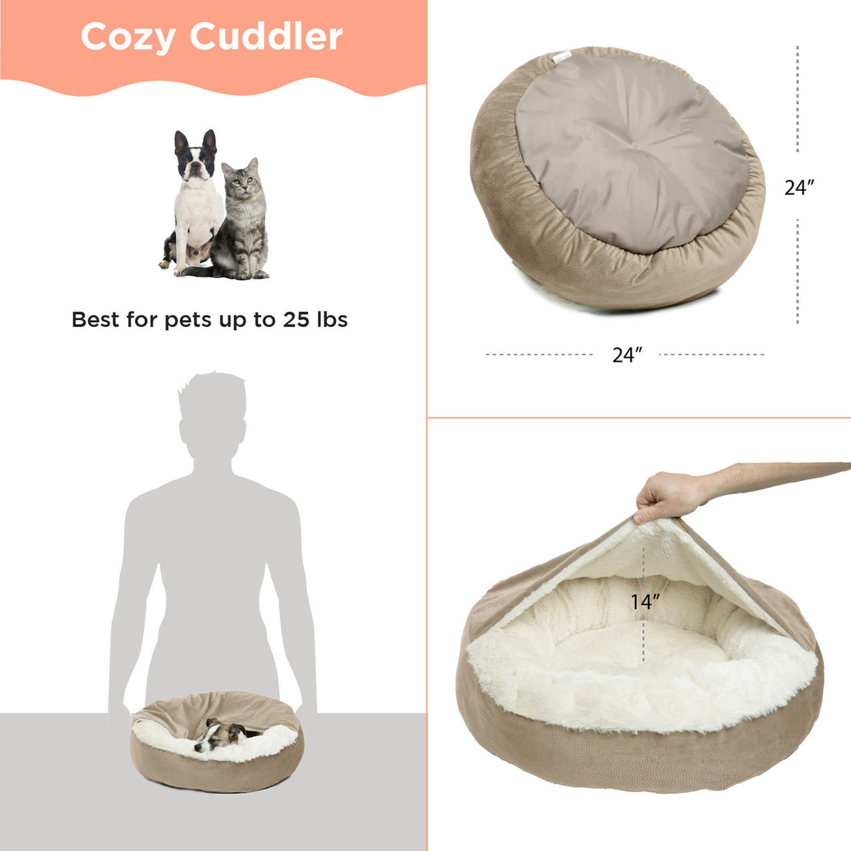 Best Friends by Sheri Cozy Cuddler Ilan Cat & Dog Bed Tide Pool 24x24