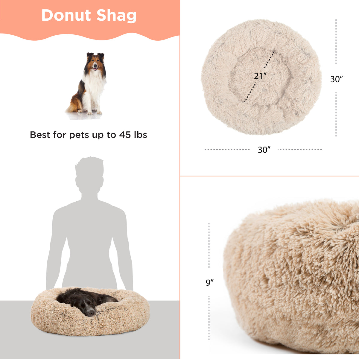 Best Friends by Sheri Donut Shag Taupe 30x30