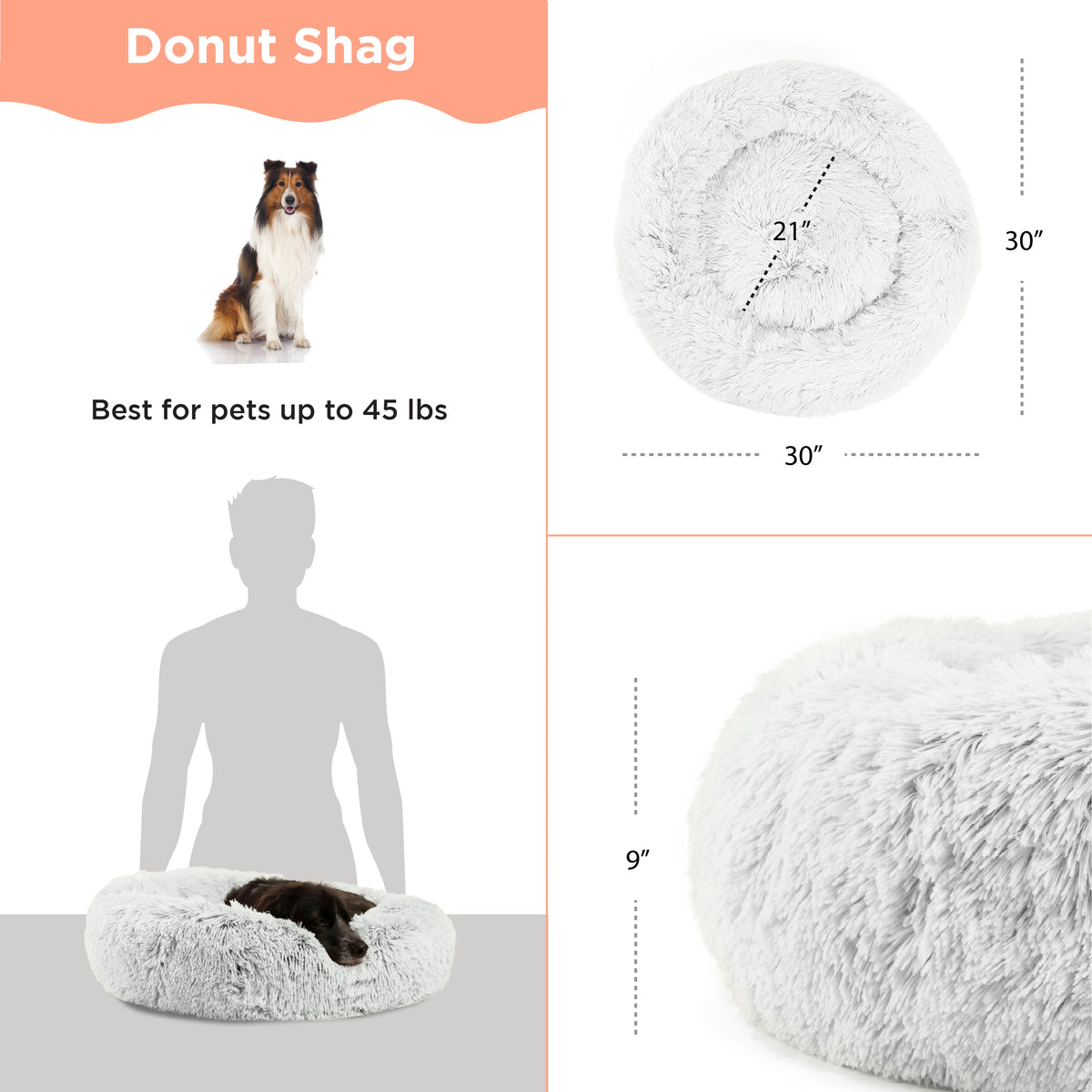 Best Friends by Sheri Donut Shag Frost 30x30