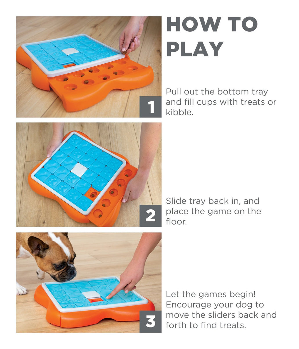 Nina Ottosson Challenge Slider Interactive Treat Dog Puzzle Toy Blue/Orange Level 3