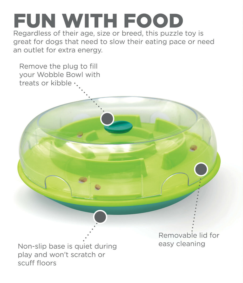Nina Ottosson Wobble Slow Feeder Bowl Dog Game Blue/Green Level 1