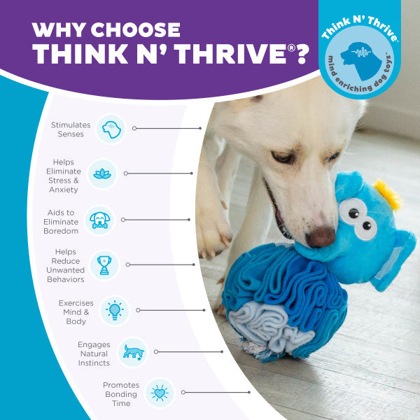 Nina Ottosson Stuff N' Snuffle Elephant Interactive Plush Dog Toy Blue