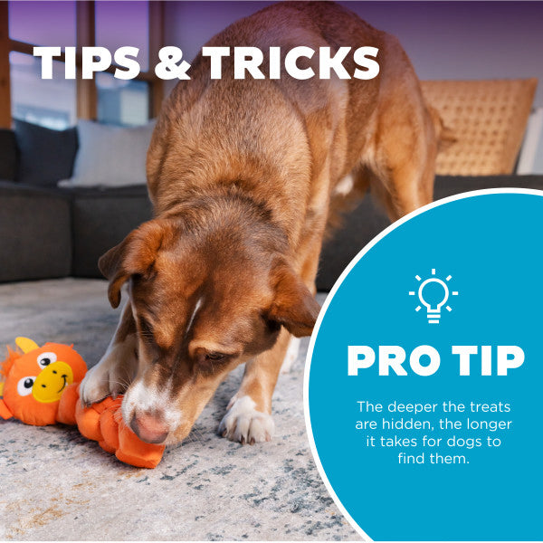 Nina Ottosson Twistiez Dragon TNT Interactive Plush Dog Toy Orange Large