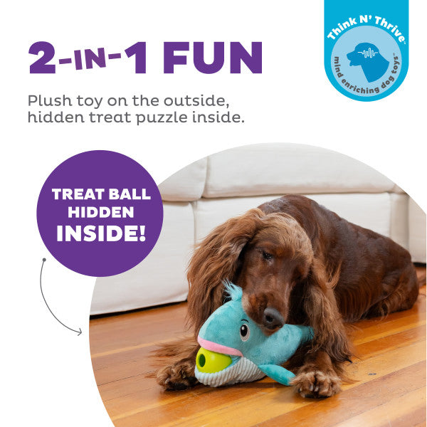 Nina Ottosson Big Mouthz Whale Interactive Plush Dog Puzzle Toy Blue