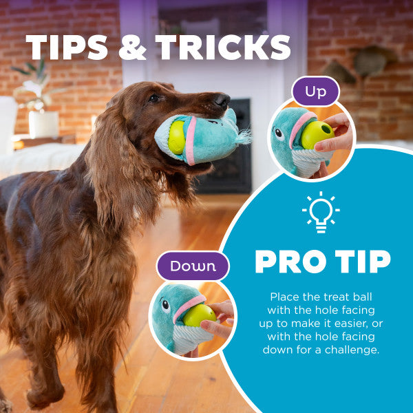 Nina Ottosson Big Mouthz Whale Interactive Plush Dog Puzzle Toy Blue