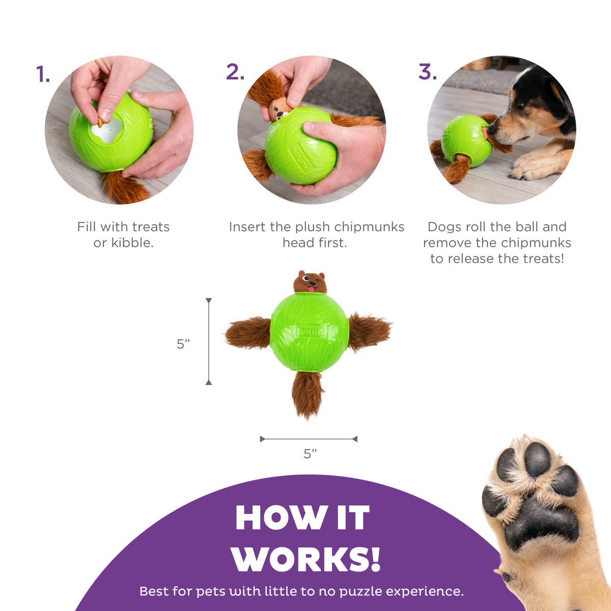 Nina Ottosson Snuffle N' Treat Ball TNT Dog Puzzle Toy Green Small