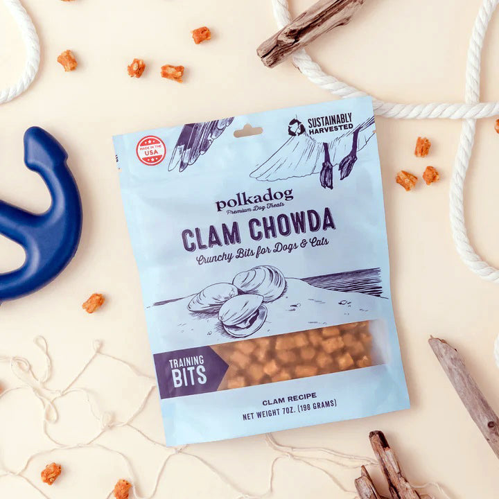 Polkadog Clam Chowda Training Bits Crunchy Dog and Cat Treats 7oz